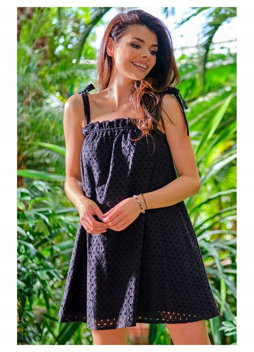 Scurta Rochie Fara maneca Bumbac Casual A434, Negru