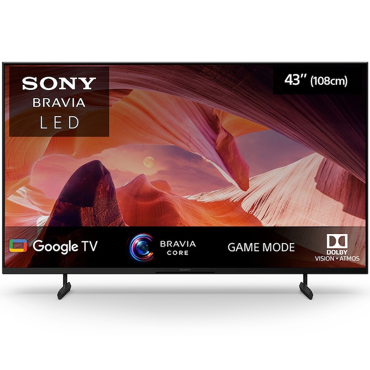 Телевизор Sony BRAVIA LED 43X80L, 43" (108 см), Smart Google TV, 4K Ultra HD, Клас F