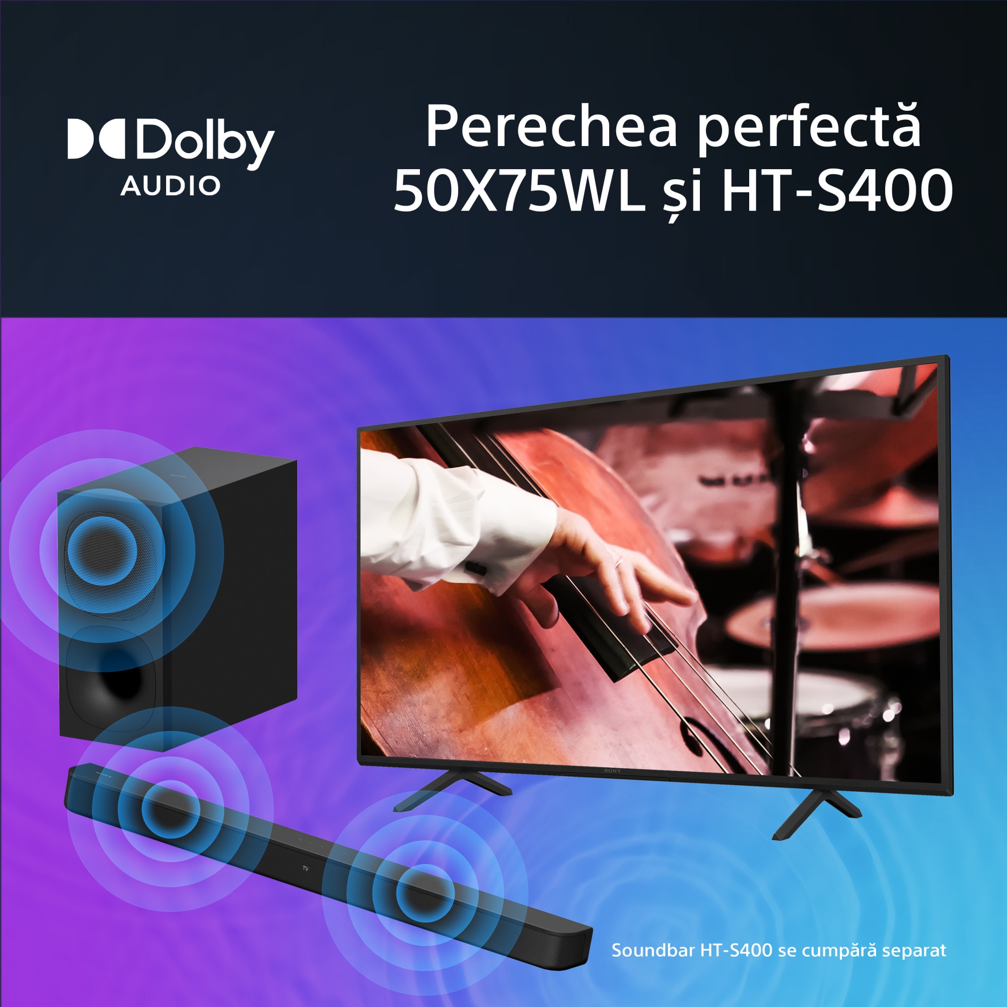 Televizor Sony BRAVIA LED 50X75WL, 126 cm, Smart Google TV, 4K Ultra HD, Clasa F