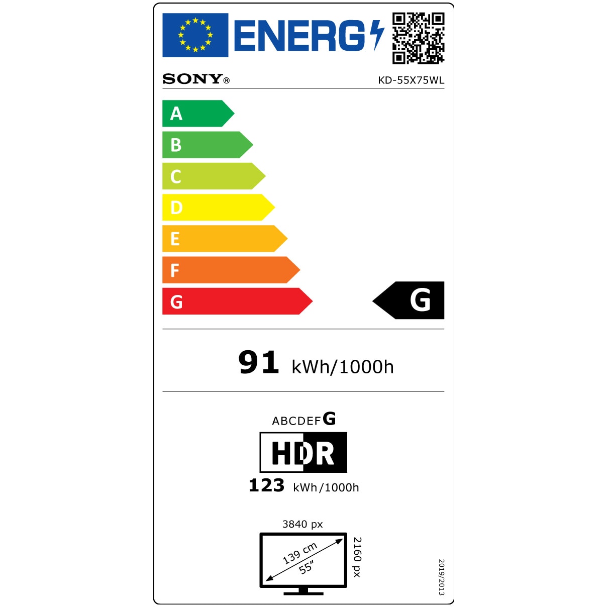 Televizor Sony BRAVIA LED 55X75WL, 139 cm, Smart Google TV, 4K Ultra HD, Clasa G