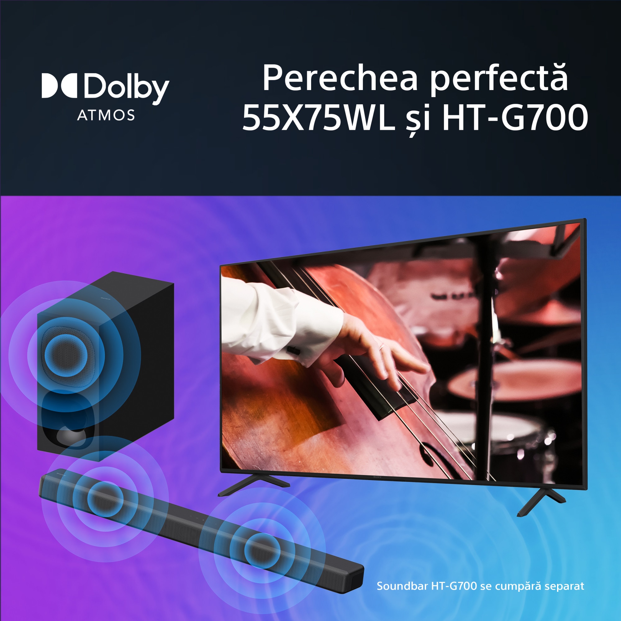 Televizor Sony BRAVIA LED 55X75WL, 139 cm, Smart Google TV, 4K Ultra HD, Clasa G