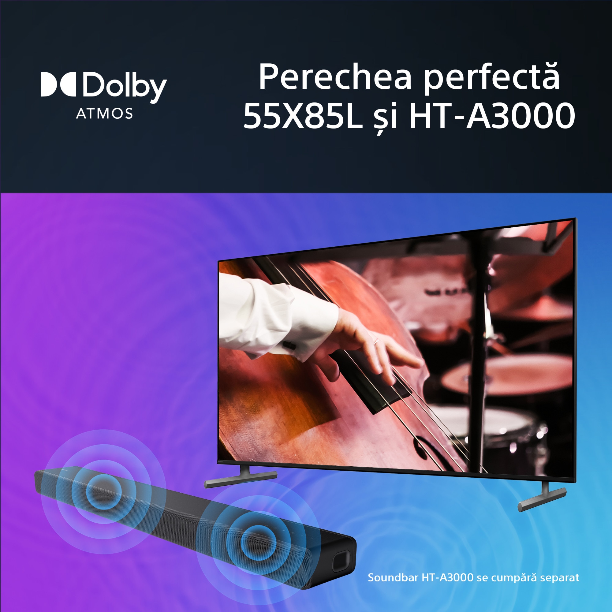 Televizor Sony BRAVIA LED 55X85L, 139 cm, Smart Google TV, 4K Ultra HD, 100Hz, Clasa F