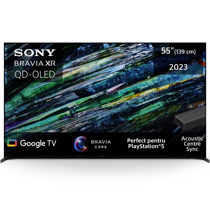 Телевизор Sony BRAVIA OLED 55A95L, 55" (139 см), Smart Google TV, 4K Ultra HD, 100 Hz, Клас G (модел 2023)