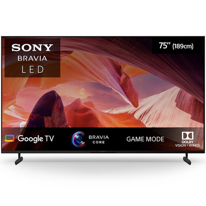 Телевизор Sony BRAVIA LED 75X80L, 75" (189 см), Smart Google TV, 4K Ultra HD, Клас F