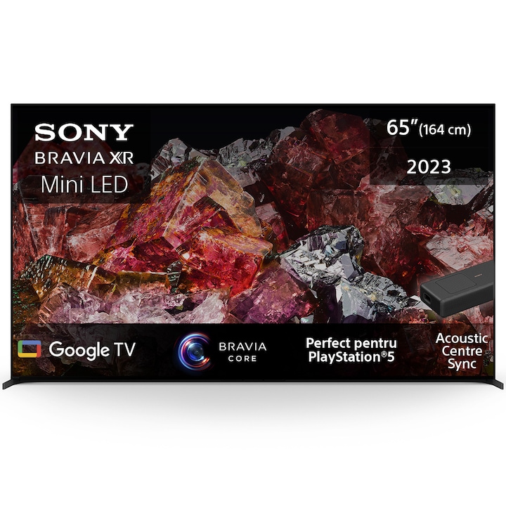 Мини LED телевизор Sony BRAVIA 65X95L, 164 см, Smart Google TV, 4K Ultra HD, 100 Hz, клас F (модел 2023)