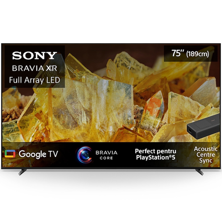 Телевизор Sony BRAVIA LED 75X90L, 75" (189 см), Smart Google TV, 4K Ultra HD, 100 Hz, Клас E