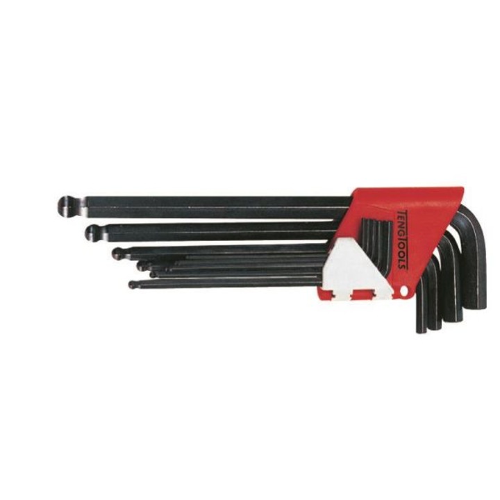 Set 9 chei hexagonale, Teng Tools, Crom vanadiu, 20 x 68 x 180 mm, Negru