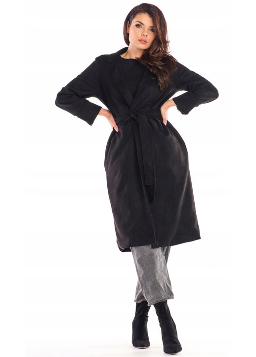 Palton dama, Awarma, Poliester, Negru, Negru