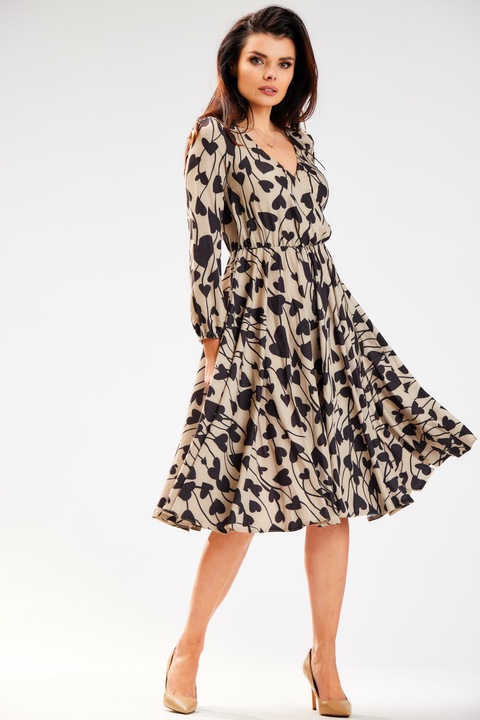 dama, Awama, Poliester, Cu model, Bej/Negru, Negru