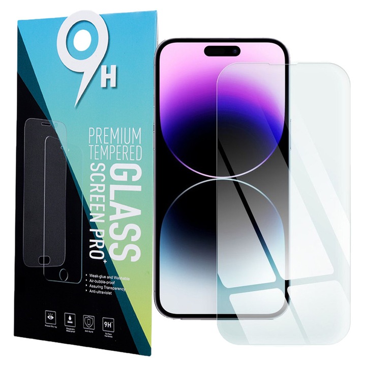 iPhone 14 Pro kompatibilis üvegfólia, előlapi, edzett, 9H, 0.3mm