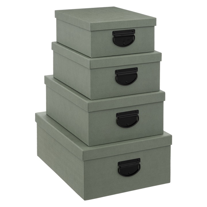 Set 4 cutii depozitare Sorter Green, carton, cu capac