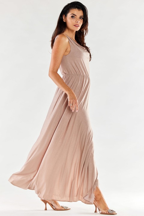 Lunga Rochie Fara maneca A553, Bej