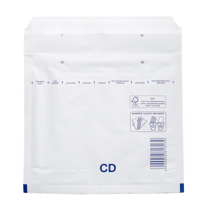 Set 100 bucati, Plic Antisoc Din Hartie 200X175 MM Alb