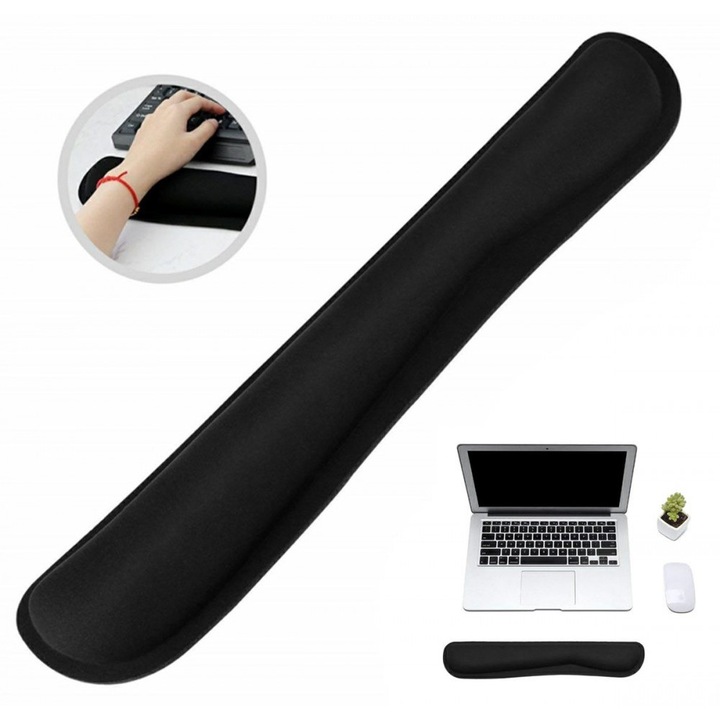 Ergonomikus, géles csuklótámasz billentyűzethez, fekete