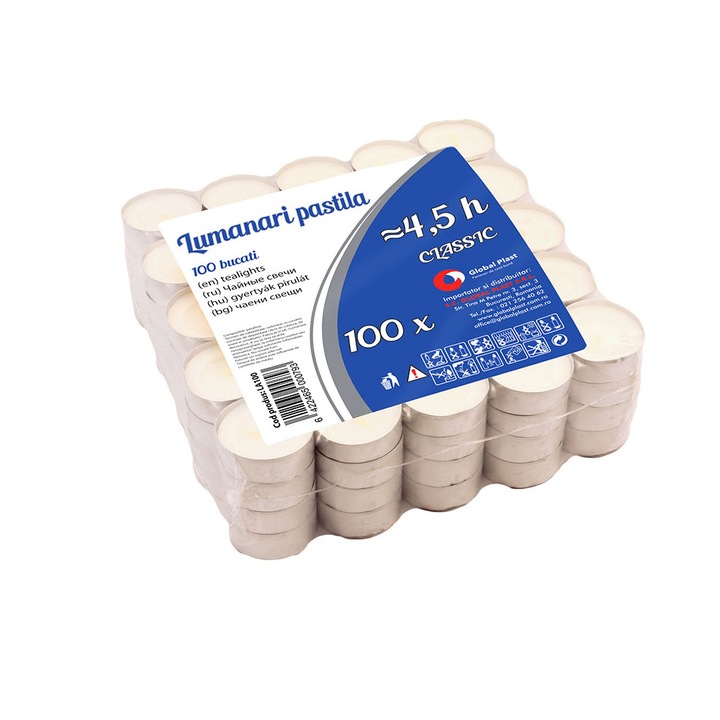Set 100 Lumanari pastila GP, model 2, 4 ore