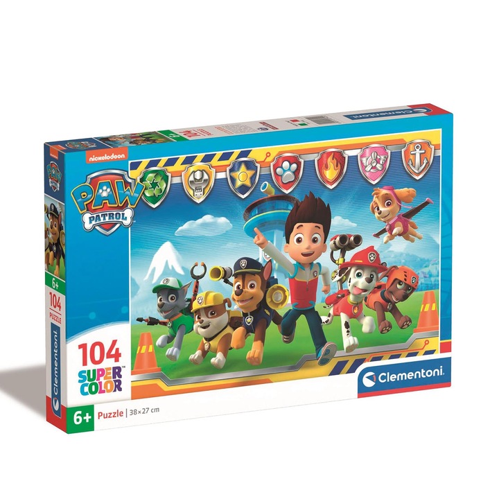 Пъзел, Clementoni, SuperColor, Paw Patrol, 104 части, 6+, 38x27 см, Многоцветен
