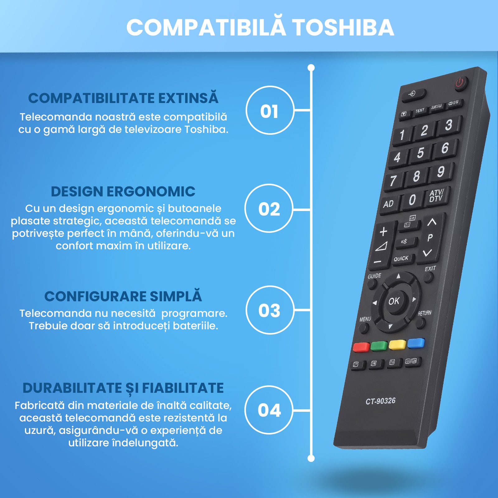 Telecomando Tv Senza Programmazione Telecomando Sostitutivo Toshiba CT-90326 - Universale, Per TV, Nessuna Programmazione, Batterie AA Tv 32 Pollici - Foto 13