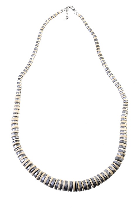 Colier, Gloria Maris Handmade, Wood0345, Bej/Argintiu, 93 cm