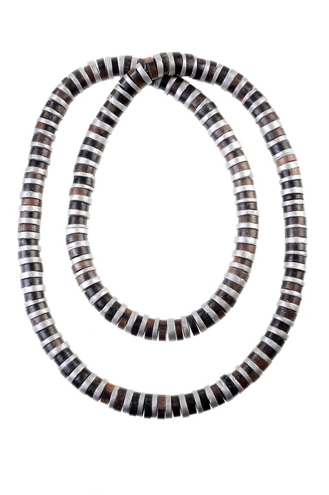 Colier, Gloria Maris Handmade, Wood0345, Maro/Argintiu, 100 cm