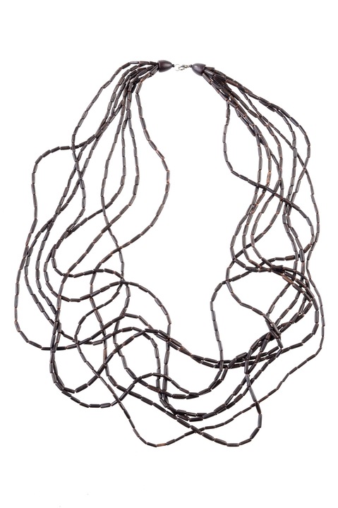 Colier, Gloria Maris Handmade, Wood06345, Maro inchis, 104 cm