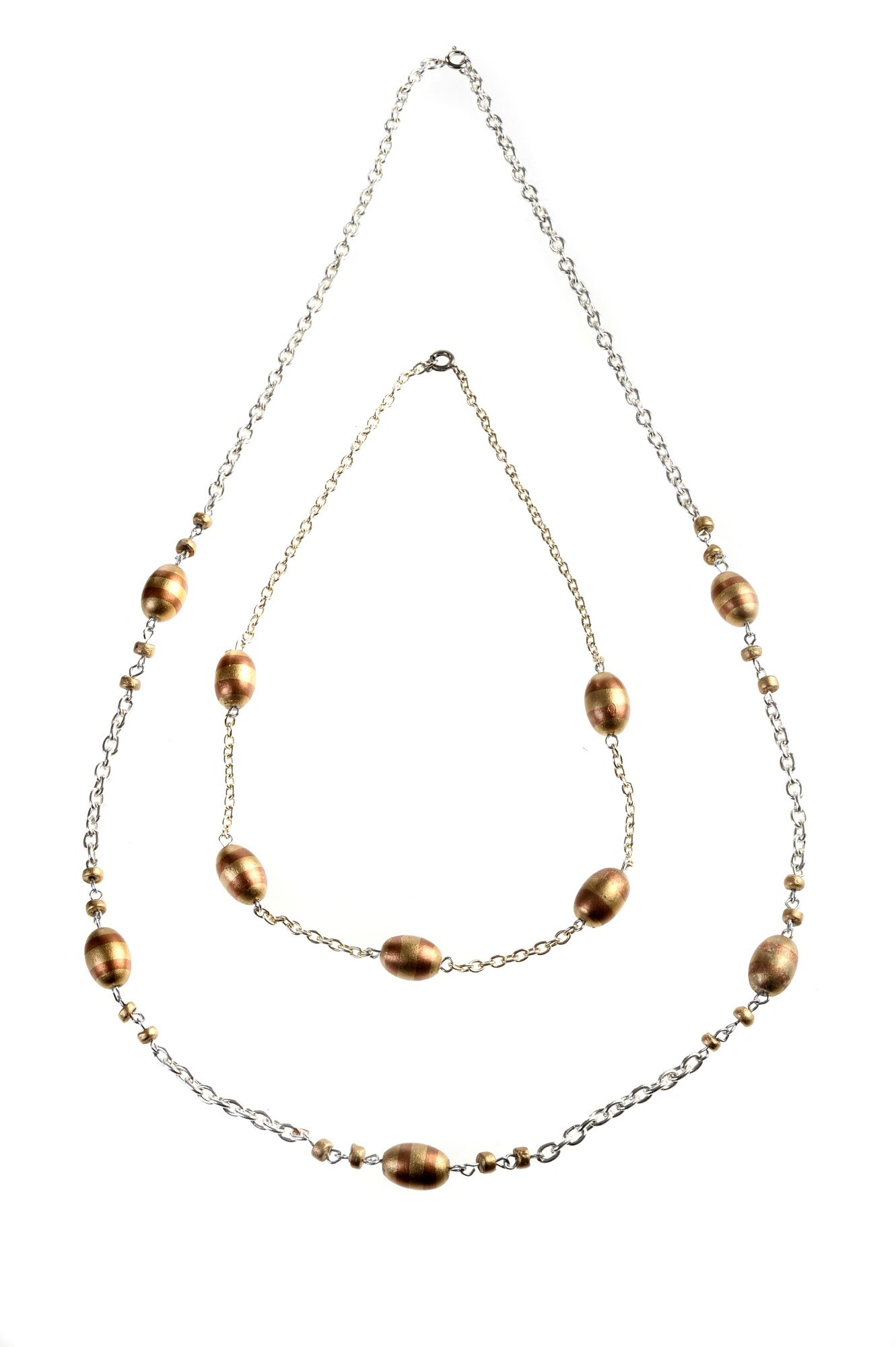 Set 2 buc colier, Gloria Maris Handmade, Wood16 Argintiu/Auriu, 7745