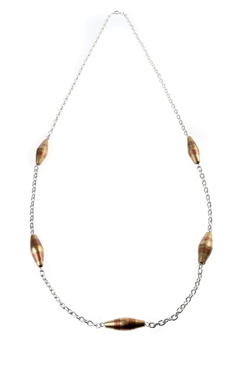 Colier, Gloria Maris Handmade, Wood7456 Auriu/Argintiu, 88 cm