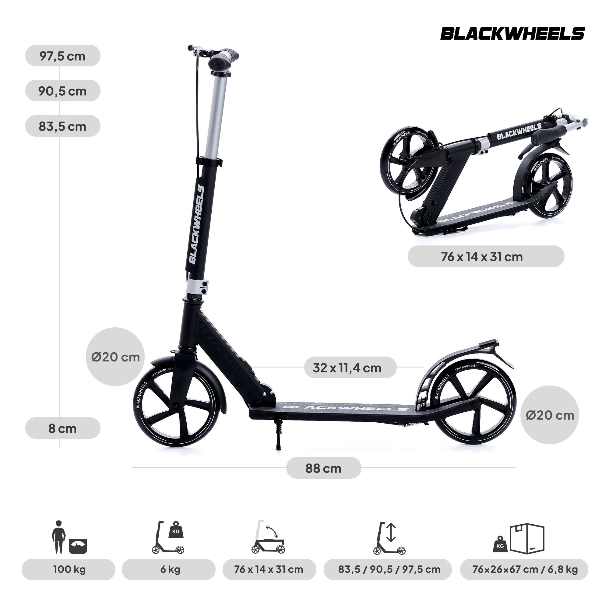 Trottinette électrique Pas Cher Trottinette Urbaine Blackwheels Orio - Pliable, Roues 200mm, Freinage Double Trottinette Adulte Electrique Trottinette électrique Pas Cher Trottinette Urbaine Blackwheels Orio - Pliable, Roues 200mm, Freinage Double Trottinette Adulte Electrique