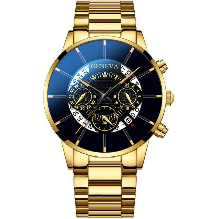 Мъжки часовник, Geneva, Dylan, Неръждаема стомана, Кварц, Черно/Злато