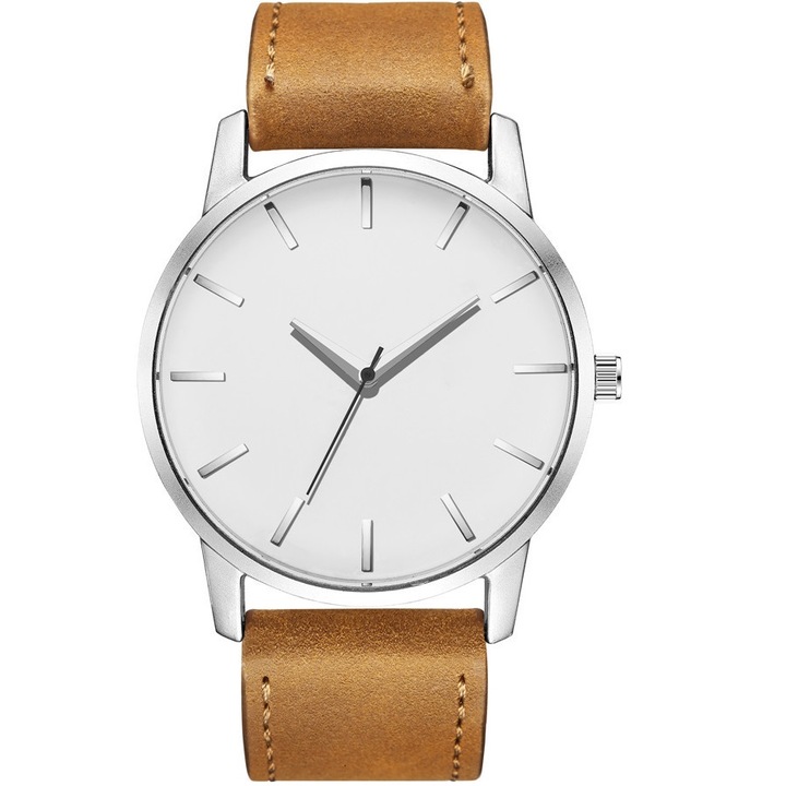 Мъжки часовник Frosted, Inox/Synthetic, Qaurtz, Brown/White