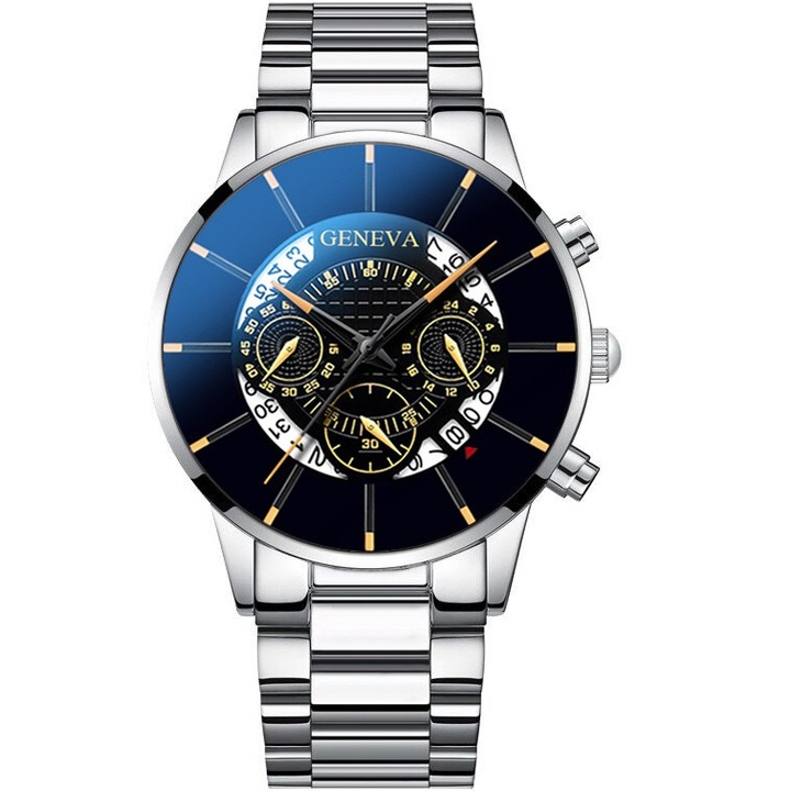 Мъжки часовник, Geneva, Dylan, Неръждаема стомана, Кварц, Черен/Сребрист