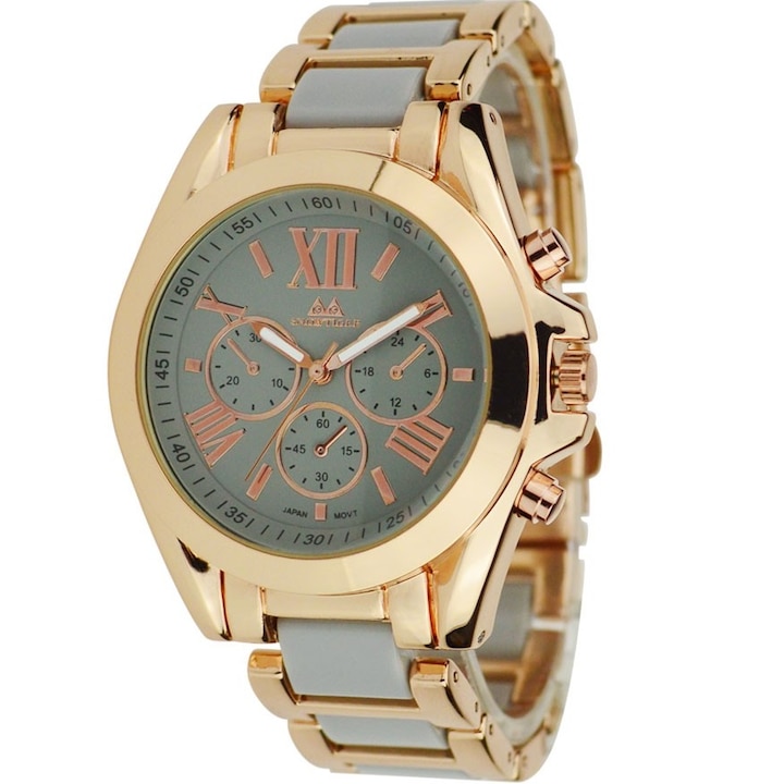 Férfi karóra SnowTiger, Rozsdamentes acél, Kvarc, Szürke