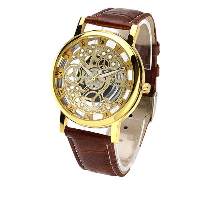 Férfi karóra modell: Joel, Viser, kvarc, rozsdamentes acél/szintetikus bőr, barna/arany