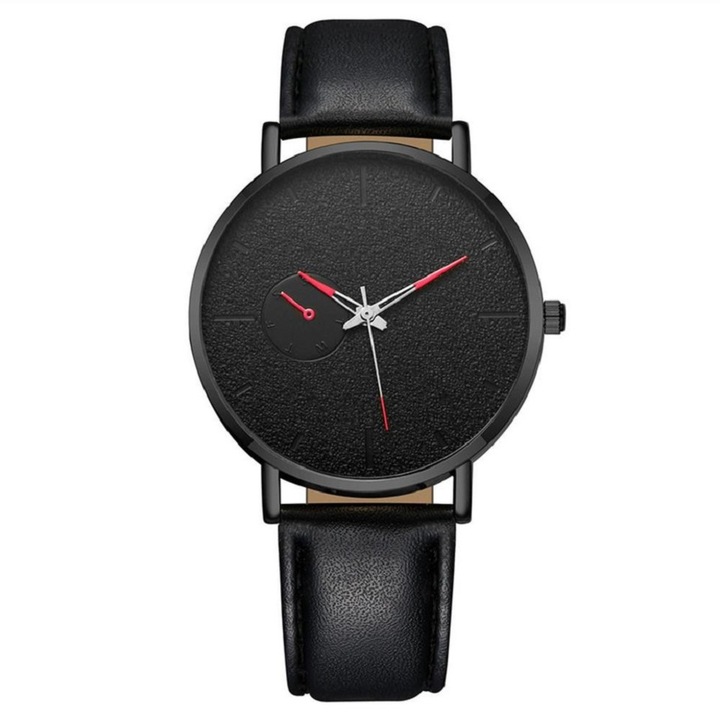 Férfi karóra, modell Xenon, Kvarc, Rozsdamentes acél/Műbőr, 24 cm, Fekete