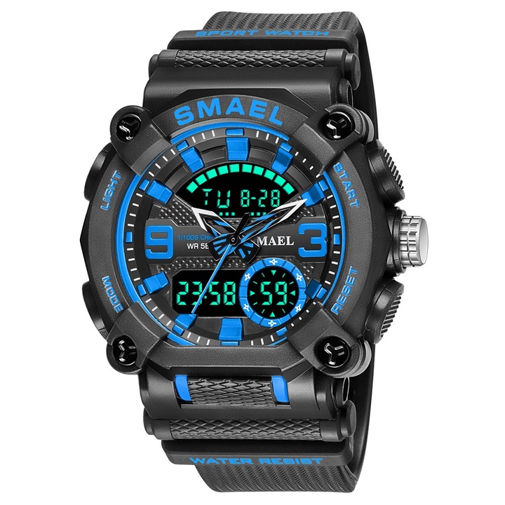 Модел мъжки часовник Fox, SMAEL, Кварц, Силикон, 23 см, Черен