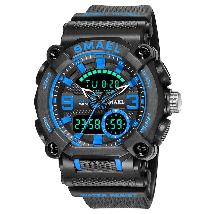 Модел мъжки часовник Fox, SMAEL, Кварц, Силикон, 23 см, Черен
