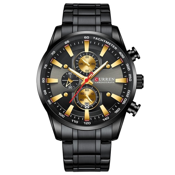 Férfi karóra, Curren, Rozsdamentes acél, Fekete/Arany