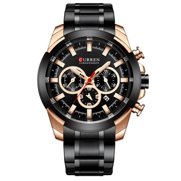 Férfi karóra, Curren, Rozsdamentes acél, Arany/Fekete