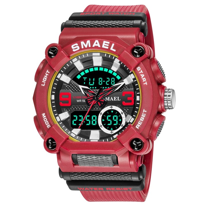 Модел мъжки часовник Fox, SMAEL, Кварц, Силикон, 23 см, Червен