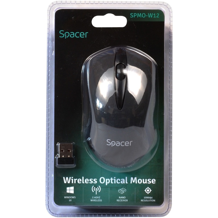 Mouse wireless Spacer SPMO-W12, Negru