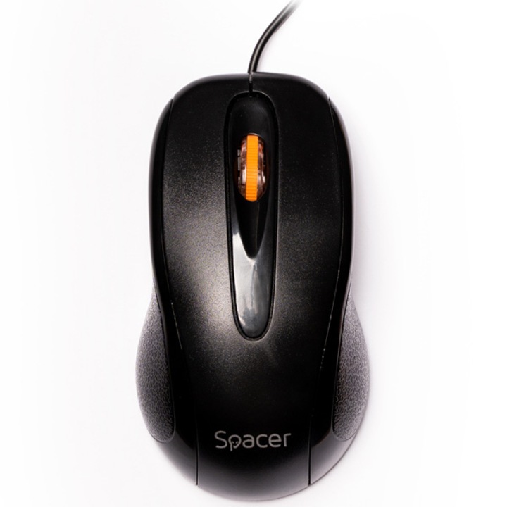 Мишка Spacer SPMO-F01, Жична, Черна