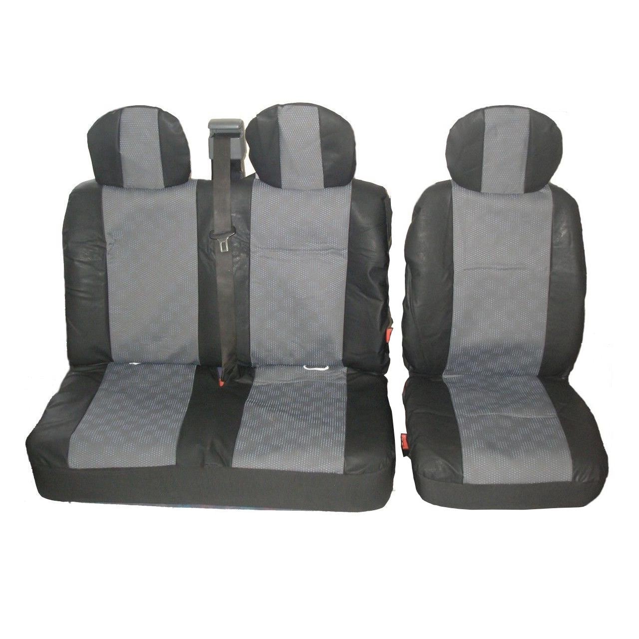 Set huse scaune auto fata universale Flexzon, din piele eco si tesaturi gri, 2+1