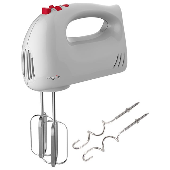 Mixer de mana MYRIA MY4112, 5 viteze + turbo, 250W, alb