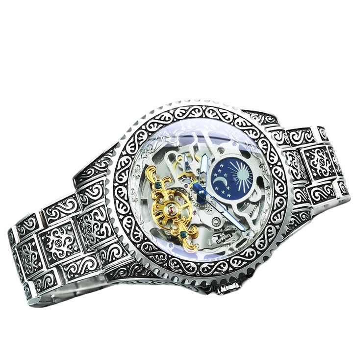 Мъжки часовник, Forsining, Неръждаема стомана, Сребро