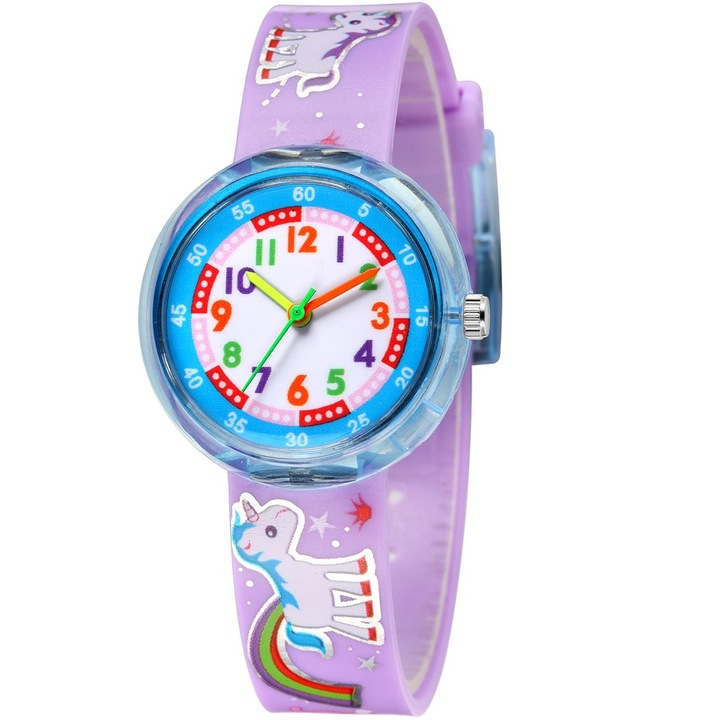 Ceas pentru copii, KP11395, Silicon, 21 cm, Mov