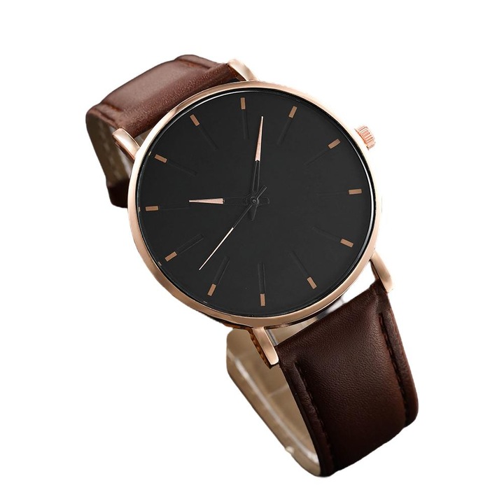 Férfi karóra, Rozsdamentes acél/Műbőr, Barna