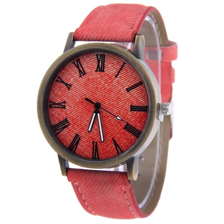 Дамски часовник, Zero, Quart, Неръждаема стомана/Синтетика, 23.5 см, Червен
