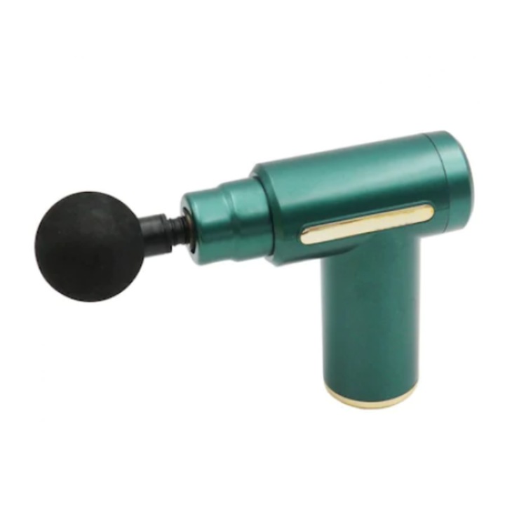 Вибромасажен уред, с 6 степени на скорост, ергономичен, с 4 сменяеми глави, мощност 60/80W, зелен