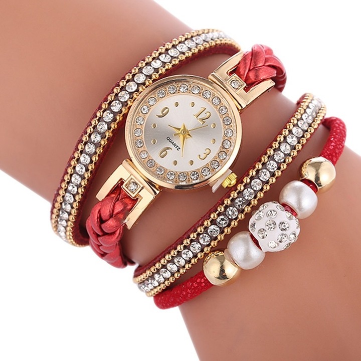 Női karóra-Piros KP4703, Kvarc, Rozsdamentes acél, Szintetikus