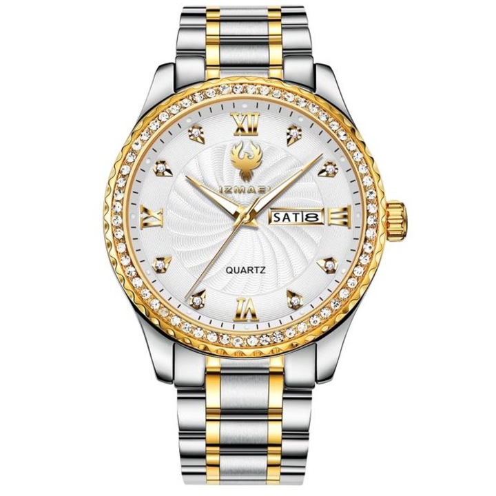 Karóra, Elegáns, Kvarc, Rozsdamentes acél, Kerek, Arany/Ezüst