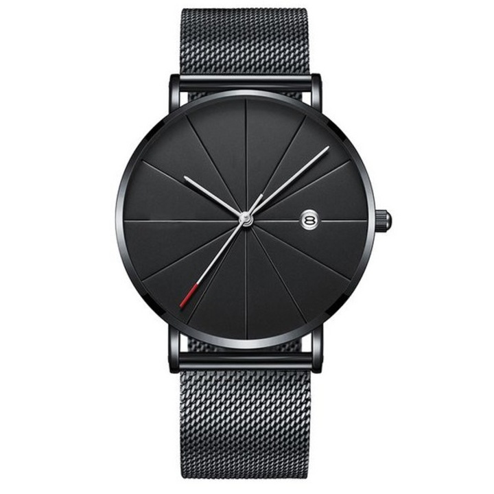 Часовник Naim, кварц, неръждаема стомана, кръгъл, черен